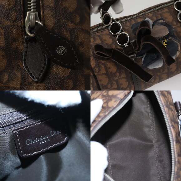 DIOR Trotter Romantic Hand Bag Pvc Leather Brown - Picture 11 of 13